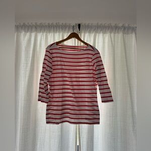 Red and White Striped Top XL